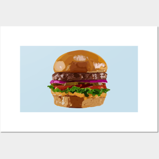 Hamburger realistic drawing Posters and Art